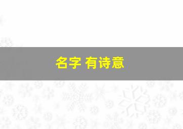 名字 有诗意